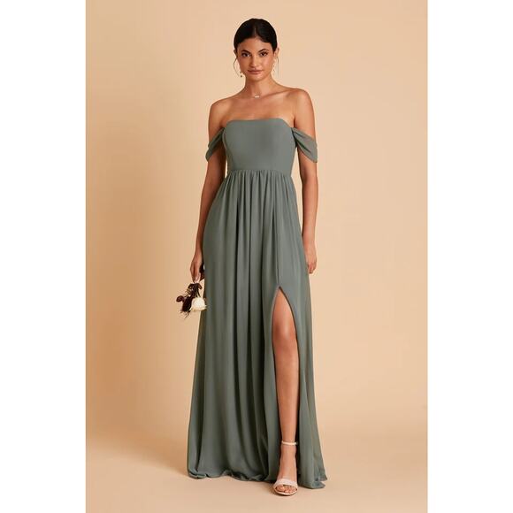 1243 NWOT Birdy Grey August Chiffon Convertible Bridesmaid Dress Seaglass Medium - Picture 1 of 5